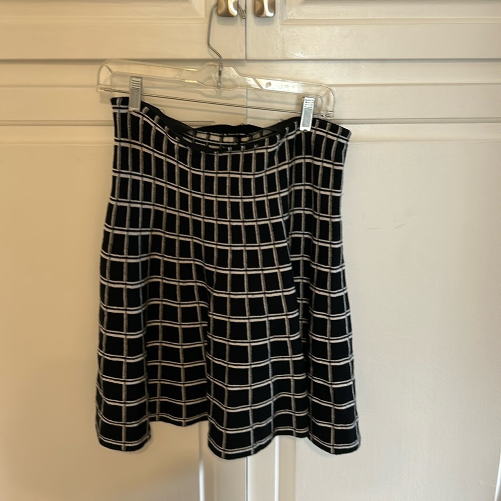 Cynthia Rowley plaid black and white skirt size medium